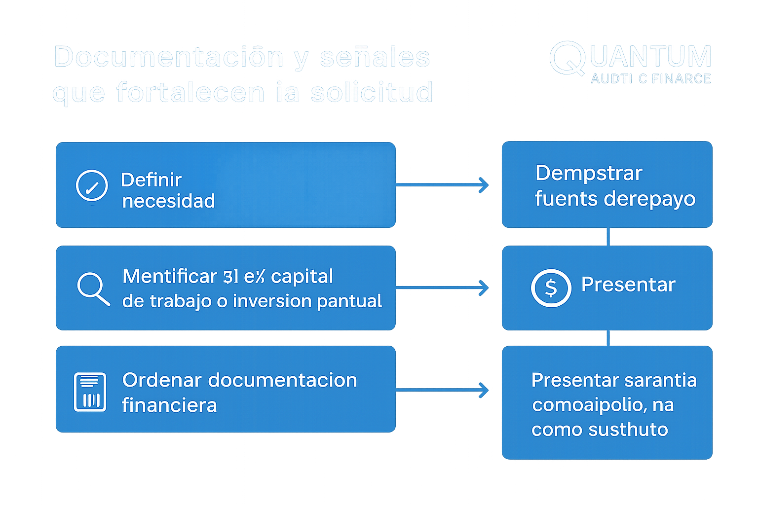 Línea de crédito comercial o préstamo empresarial: cuál conviene 3 Quantum-Finance Panama Flujo de preparación para solicitar financiamiento empresarial